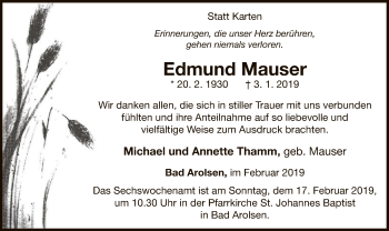 Traueranzeige von Edmund Mauser von WLZ
