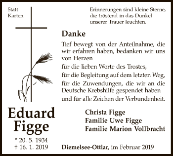Traueranzeige von Eduard Figge von WLZ