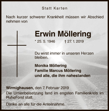 Traueranzeige von Erwin Möllering von WLZ