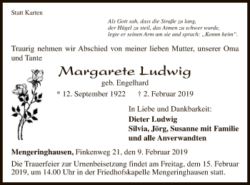 Traueranzeige von Margarete Ludwig von WLZ