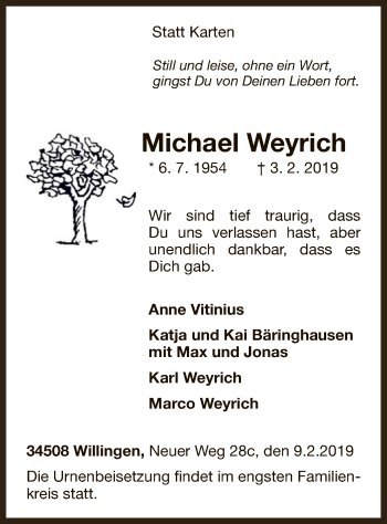 Traueranzeige von Michael Weyrich von WLZ