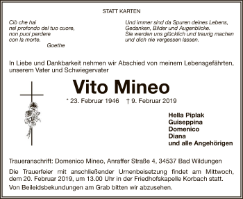 Traueranzeige von Vito Mineo von WLZ