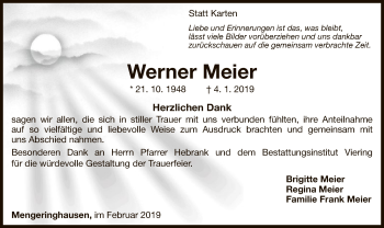 Traueranzeige von Werner Meier von WLZ