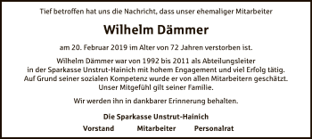 Traueranzeige von Wilhelm Dämmer von WLZ