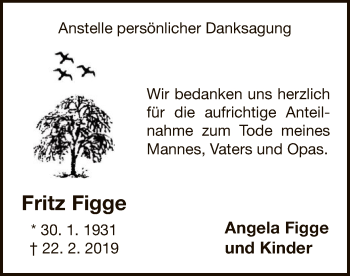 Traueranzeige von Fritz Figge von WLZ