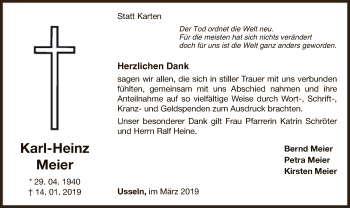 Traueranzeige von Karl-Heinz Meier von WLZ