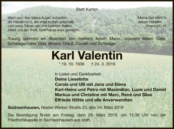 Traueranzeige von Karl Valentin von WLZ