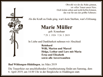 Traueranzeige von Marie Müller von WLZ