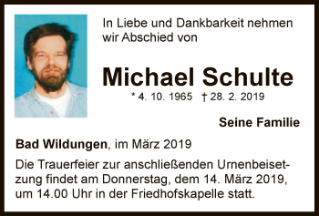 Traueranzeige von Michael Schulte von WLZ