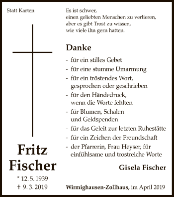 Traueranzeige von Fritz Fischer von WLZ