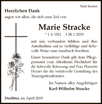 Traueranzeige von Maria Stracke von WLZ