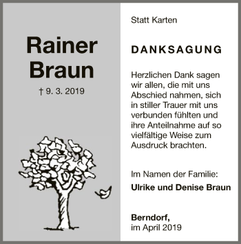 Traueranzeige von Rainer Braun von WLZ