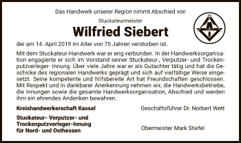 Traueranzeige von Wilfried Siebert von WLZ