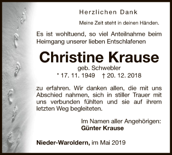 Traueranzeige von Christine Krause von WLZ