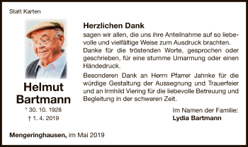 Traueranzeige von Helmut Bartmann von WLZ