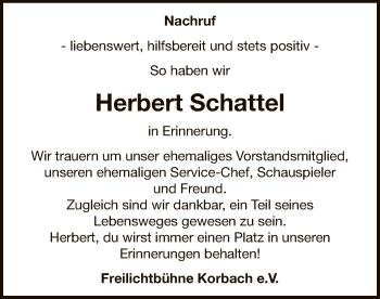 Traueranzeige von Herbert Schattel von WLZ