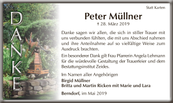 Traueranzeige von Peter Müllner von WLZ