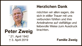 Traueranzeige von Peter Zweig von WLZ