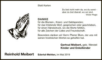 Traueranzeige von Reinhold Meibert von WLZ