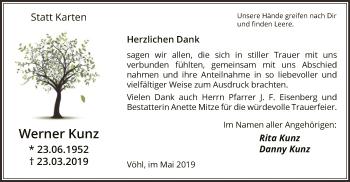 Traueranzeige von Werner Kunz von WLZ