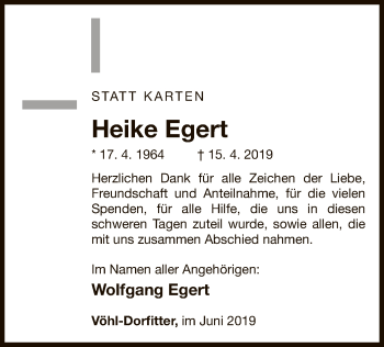 Traueranzeige von Heike Egert von WLZ