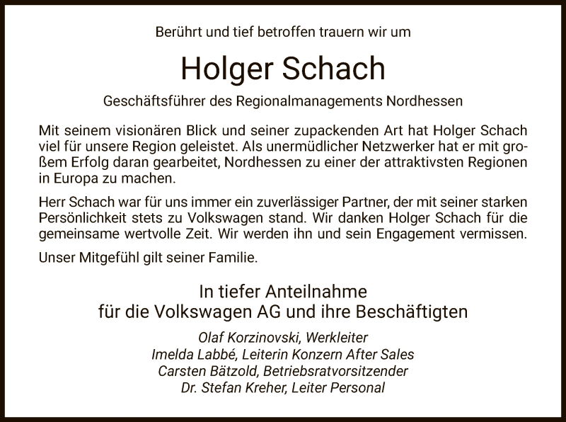  Traueranzeige für Holger Schach vom 01.06.2019 aus WLZ