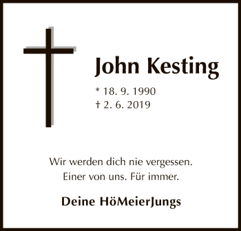 Traueranzeige von John Kesting von WLZ