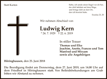 Traueranzeige von Ludwig Kern von WLZ