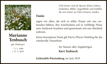 Traueranzeige von Marianne Tenbusch von WLZ