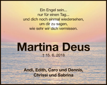 Traueranzeige von Martina Deus von WLZ