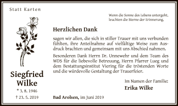 Traueranzeige von Siegfried Wilke von WLZ