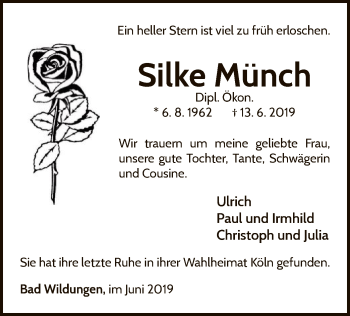 Traueranzeige von Silke Münch von WLZ