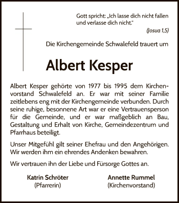 Traueranzeige von Albert Kesper von WLZ