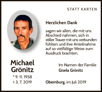 Traueranzeige von Michael Grönitz von WLZ