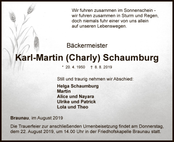 Traueranzeige von Karl-Martin Schaumburg von WLZ