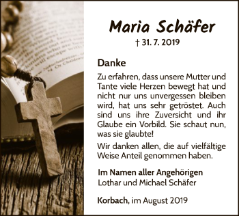 Traueranzeige von Maria Schäfer von WLZ