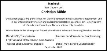 Traueranzeige von Christian Böhle von WLZ