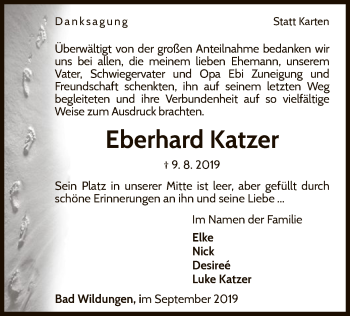 Traueranzeige von Eberhard Katzer von WLZ