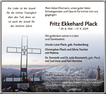 Traueranzeige von Fritz Ekkehard Plack von WLZ