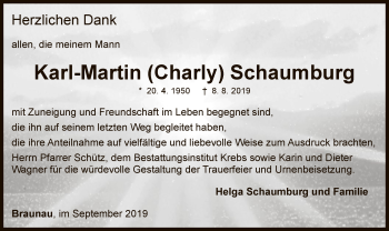 Traueranzeige von Karl-Martin Schaumburg von WLZ