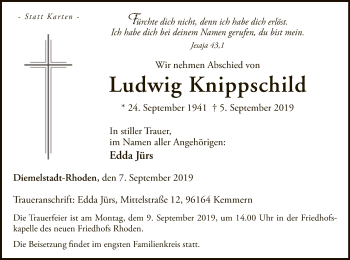 Traueranzeige von Ludwig Knippschild von WLZ