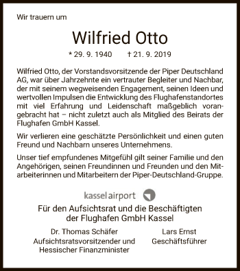 Traueranzeige von Wilfried Otto von WLZ