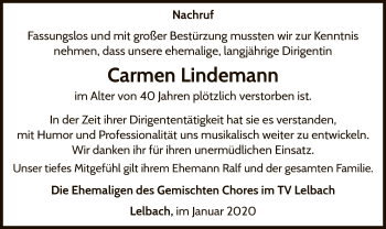 Traueranzeige von Carmen Lindemann von WLZ