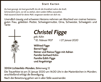 Traueranzeige von Christel Figge von WLZ
