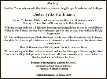 Traueranzeige von Dieter Fritz Hoffmann von WLZ