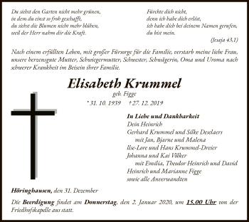 Traueranzeige von Elisabeth Krummel von WLZ