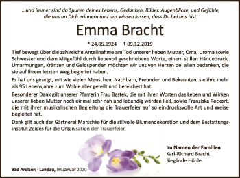 Traueranzeige von Emma Bracht von WLZ