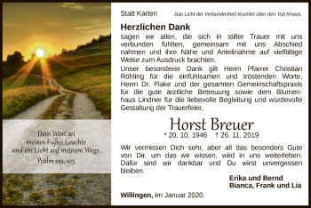 Traueranzeige von Horst Breuer von WLZ