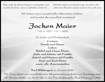 Traueranzeige von Jochen Maier von WLZ