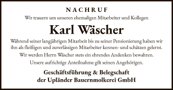 Traueranzeige von Karl Wäscher von WLZ